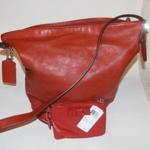 Coach Bucket Bag Soft Leather RED Shoulder Bag/Crossbody & Wristlet